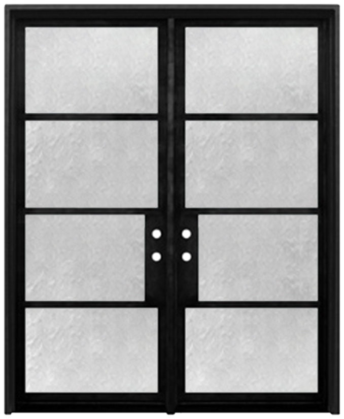 Modern black double iron door