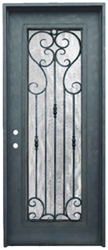 Art-deco patterned iron door